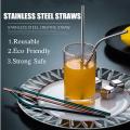Stainless steel straw set 7pcs straw set Straight straw
