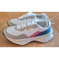 Womans Styled Trainers - White, Blue, Pink