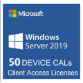 Retail Microsoft Windows Server 2019 - 50 Device CALs for Server 2019 Standard Only