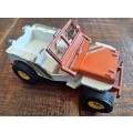 vintage britains jeep 1976 and included is  britains 1982 orange cargo trailer