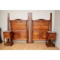Louis XVI Pair of Beds and Nightstands in Walnut