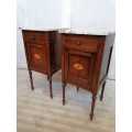 Pair of Mahogany Inlay Nightstands with marble top