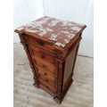 Antique Walnut Henry II Nightstand/ Bedside cabinet with Marble top