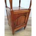 Antique Tall Mahogany and Inay Nightstand/ Cabinet with Marble top