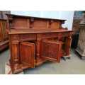 Three Door  Solid Oak Carved Renaissance Sideboard/Server with Parquetry inlay