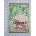 NYASALAND PROTECTORATE - 1953 DEFIN ISSUE QEII 1d BROWN & GREEN OPTD "REVENUE" - UNH