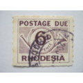 RHODESIA - 1965 POSTAGE DUE - 6d PLUM - USED
