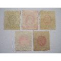 NATAL - 1904-08 DEFIN ISSUE - SELECTION OF 5 SINGLES - FINE USED