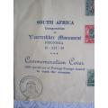 UNION - 1949 VOORTREKKER MONUMENT COMMEMORATIVE COVER CONTAINING 4 x "VOORTREKKER" SETS -RARELY SEEN