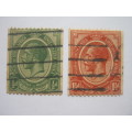 UNION - 1913 DEFIN ISSUE KGV `COIL STAMPS` - 1/2d GREEN and 1,5d CHESTNUT - SINGLES - USED