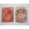 BASUTOLAND FORERUNNERS - UNION 1913 DEFIN ISSUE 1d and 2d  - SINGLES WITH GOOD CANCELLATION