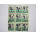 **R1 START** - UNION - 1954 DEFIN ISSUE - 4d AFRICAN ELEPHANT - BLOCK OF 9 - USED
