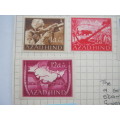 AZAD HIND - 1943 PART SET OF STAMPS PREPARED BUT NEVER ISSUED - IMPERF AND HINGED TO PAPER