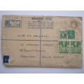 GB KGVI - 1947 PRIVATE REGISTERED COVER FROM HULL TO POTCHEFSTROOM - INCLUDES 2s6d GREEN PAIR