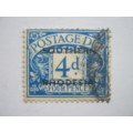 SOUTHERN RHODESIA - 1951 POSTAGE DUE - 4d BLUE SINGLE - FINE USED