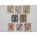 PORTUGAL - 1910 DEFIN ISSUE KING MANUEL II -  SELECTION OF EIGHT SINGLES (SOME OPTD) - USED