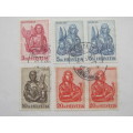 **R1 START** SWITZERLAND - 1961 WOOD CARVINGS ST. OSWALDS CHURCH - FULL SET IN PAIRS/SINGLES - USED