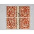 UNION - 1913 DEFIN ISSUE KGV - 1,5d TETE-BECHE GUTTER PAIR - FINE USED WITH FAIR POSTMARK