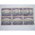 UNION - 1947-54 DEFIN ISSUE - 2d BLUE/PURPLE - BLOCK OF 6 - USED