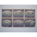 UNION - 1947-54 DEFIN ISSUE - 2d BLUE/PURPLE - BLOCK OF 6 - USED