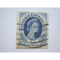 RHODESIA/NYASALAND - 1954-56 DEFIN ISSUE - 1d BLUE COIL STAMP (PERF 12,5x14) - FINE USED