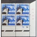 RSA - 1961-63 1st DEFIN ISSUE - 50c CAPE TOWN HARBOUR - CONTROL BLOCK OF 4 - (CYL/SHEET NO.) - MNH