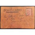 UNUSUAL - LEATHER POSTCARD - CANADA TO ENGLAND - POSTED WITH KEVII STAMP