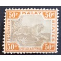 MALAYSIA `FEDERATED MALAY STATES` - 1900-01 DEFIN ISSUE QV - 50c GREY-BROWN/ORANGE-BROWN - UNUSED