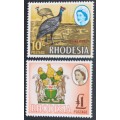 RHODESIA - 1966 DEFIN ISSUE (HARRISON) - TOP VALUES 10/- AND £1 - SINGLES - MNH