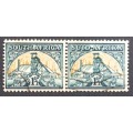 **R1 START** UNION - 1941 1,5d GREEN and BUFF (REDUCED SIZE) - PAIR - USED