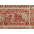 TRANSVAAL - 1895 INTRODUCTION OF PENNY POST - RECONSTRUCTED BLOCK OF 30 - INCL `CRACKED PLATE` FLAW