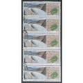 **R1 START** RSA - 1990 CO-OPERATION IN SOUTHERN AFRICA - 40c - STRIP OF 5 - POSTALLY USED