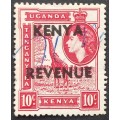 K.U.T. - 1954 DEFIN ISSUE 10c RED OPTD `KENYA REVENUE` - USED