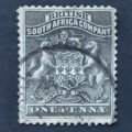 BSAC - 1892 Defin Issue - 1d Grey-black shade - Single - Used
