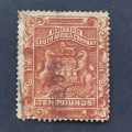 BSAC - 1892 Defin Issue - £10 Brown - Single - Fiscally used