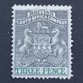 BSAC - 1892-94 Defin Issue - 3d Greyish-black & Green - Single - Unused