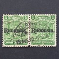 BSAC - 1909 Defin Issue optd `Rhodesia.` - 1/2d Green - Pair - Used Clear Postmark