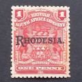 BSAC - 1909 Defin Issue optd `Rhodesia.` - 1d Deep Carmine-rose - Single -Unused