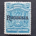 BSAC - 1909 Defin Issue optd `Rhodesia.` - 2,5d Pale Dull Blue - Single (without stop) - Unused