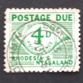 Rhodesia & Nyasaland - 1961 Postage Due - 4d Green - Fine Used