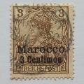 German PO in Morocco - 1900 ovpt `Marocco` and Surch - 3c on 3pf Brown - Single