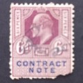 **R1 START** GB KGVI - REVENUE `CONTRACT NOTE` - 6d PURPLE - USED WITH DAMAGE