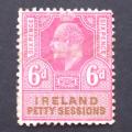 Great Britain `Ireland` KEVII - Revenue `Petty Sessions` - 6d Red - Used