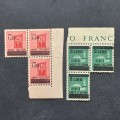 Italy - 1945 Overprints - Marginal Blocks of 3 - MNH