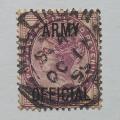 GB QV - 1896 Revenue `Army Official`  - 1d Lilac - Single - Used