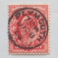 GB KEVII - 1902-13 Defin Issue - 1d Scarlet - Single with excellent Postmark
