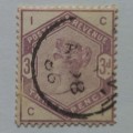 GB QV - 1883-84 Defin Issue (Wmk Imperial Crown) - 3d Lilac - Single - Fine Used