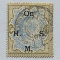 India `Official` - 1902 GB KEVII optd `On H.M.S.` - 15r Blue/Olive - Single - Fine Used