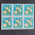 **R1 START** NEW ZEALAND - 1960 DEFIN ISSUE - 4d PUARANGI - BLOCK OF 6 - USED