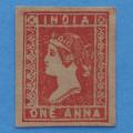 India - 1855 1a Red, Imperforate, Frame 8, SG15 - Unused and Ungummed - with PFSA Certificate